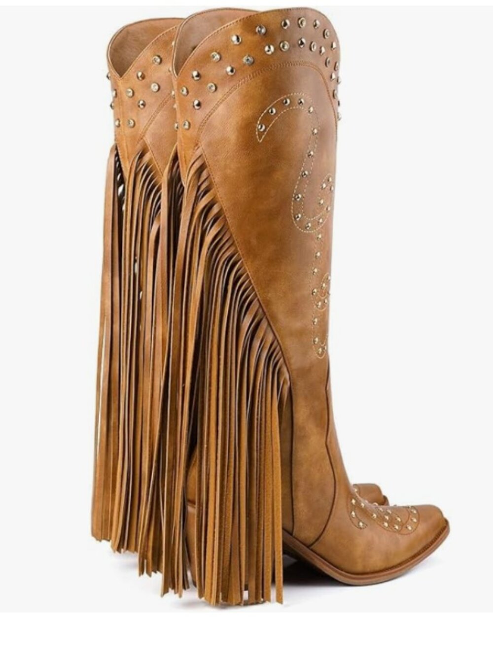 Rhinestone Pointed Toe Fringe Cowgirl Boots - Picture 5 of 9